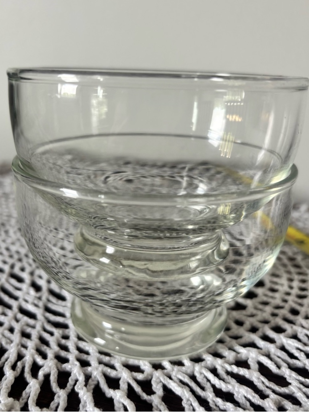 Vintage Clear Glass Footed Dessert Bowls 2.5” Tall 3.5” • set of 2